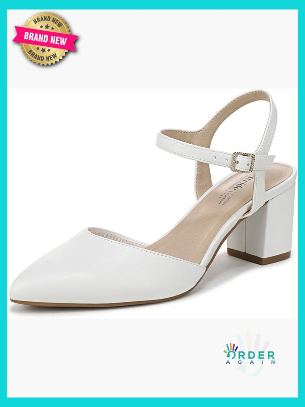 Pointed Toe Block Heel Pumps with Buckle Strap Comfort Dress Shoes
